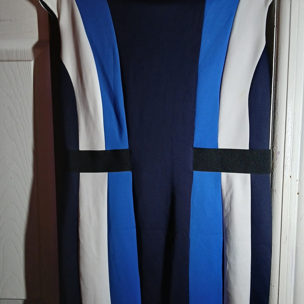 New York & Company Blue and White Midi Dress